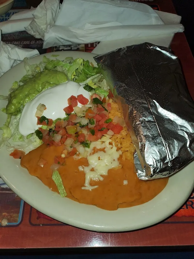 One Bean Burrito One Cheese Enchilada & One Bean Tostada